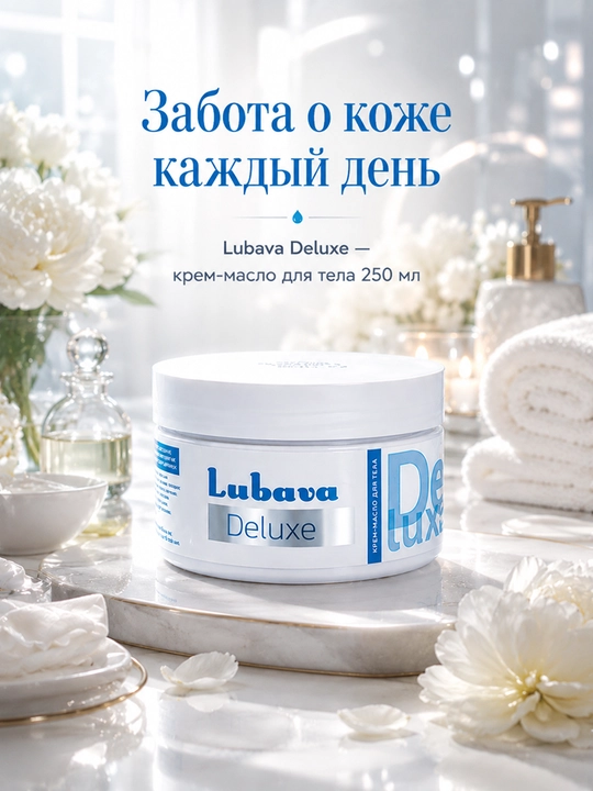 Крем-масло для тела, увлажнение и восстановление, Любава Deluxe, 250 мл