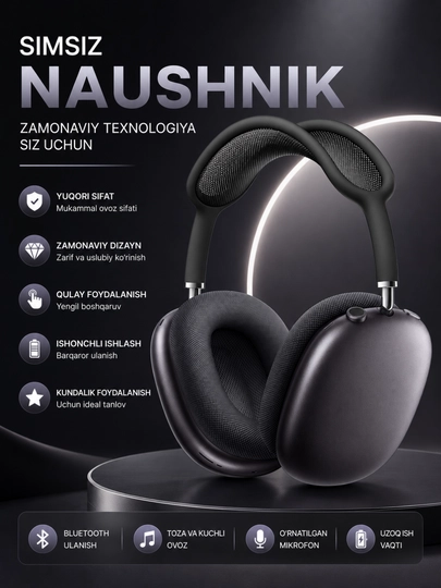 Shovqinni kamaytirish va mikrofonli premium simsiz Bluetooth Hi-Fi Stereo quloqchinlari - 