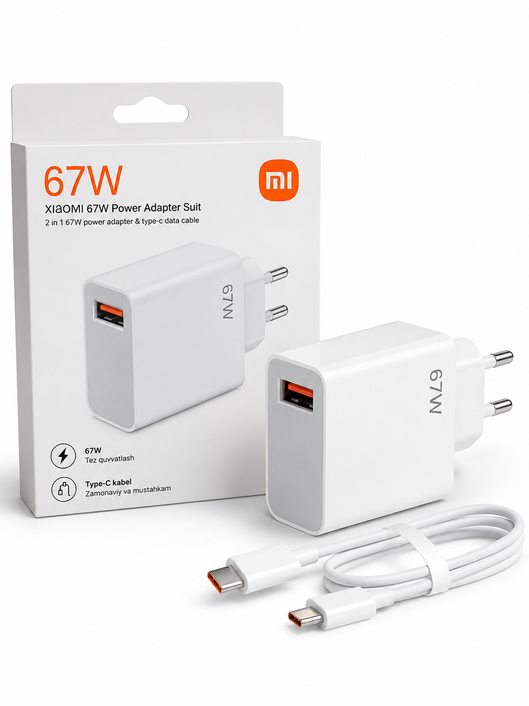 Samsung va Xiaomi Redmi uchun tezkor quvvatlash qurilmasi 120 Vt 67 Vt 33 Vt Type-C kabeli