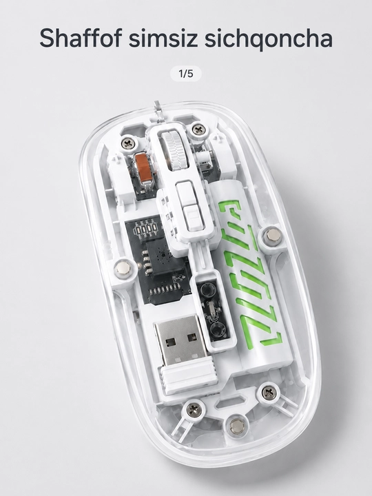 Прозрачная беспроводная мышь с USB-приёмником для компьютера и ноутбука - 
