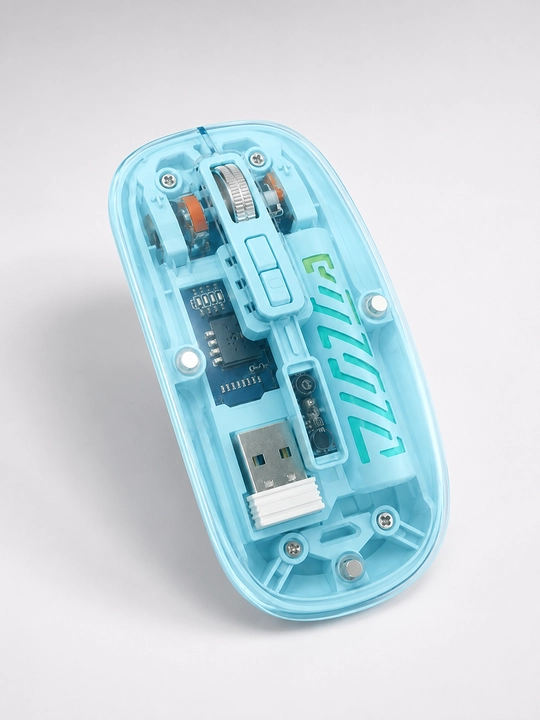 Прозрачная беспроводная мышь с USB-приёмником для компьютера и ноутбука - 