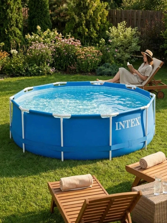 Каркасный бассейн INTEX 305×76см, 4485 л, круглый, металлический каркас, для всей семьи
