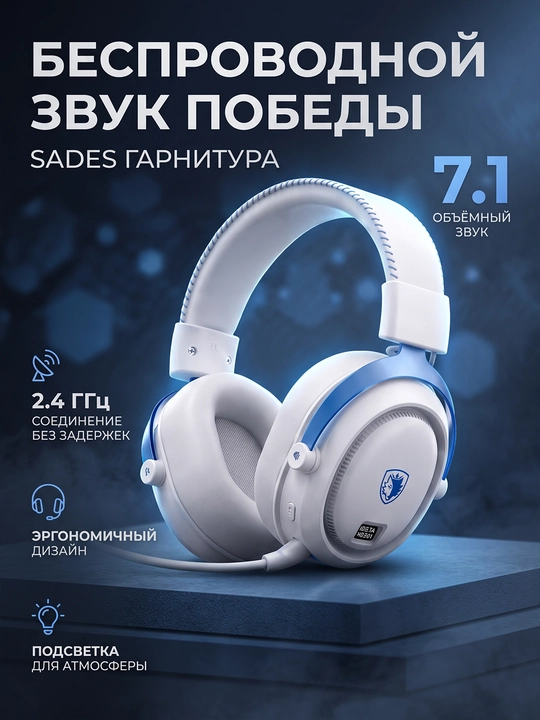 SADES SA-812 PRO mikrofonli geymer quloqchin, simsiz, Bluetooth/2.4G/USB-C