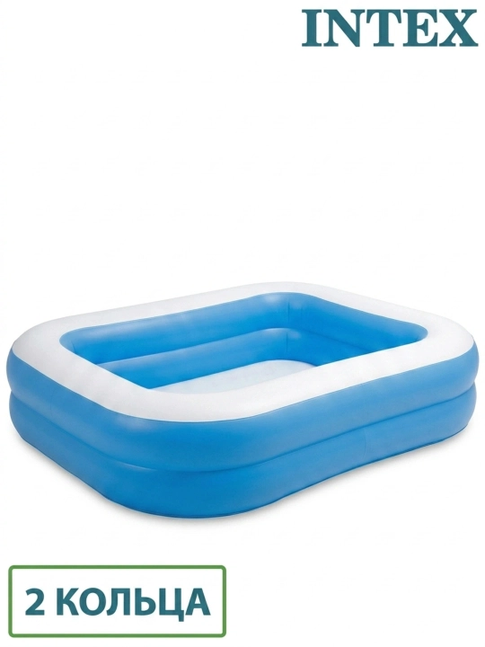 Семейный надувной бассейн INTEX 203×152×48 см, 540 л, насос Double с 3 насадками в подарок