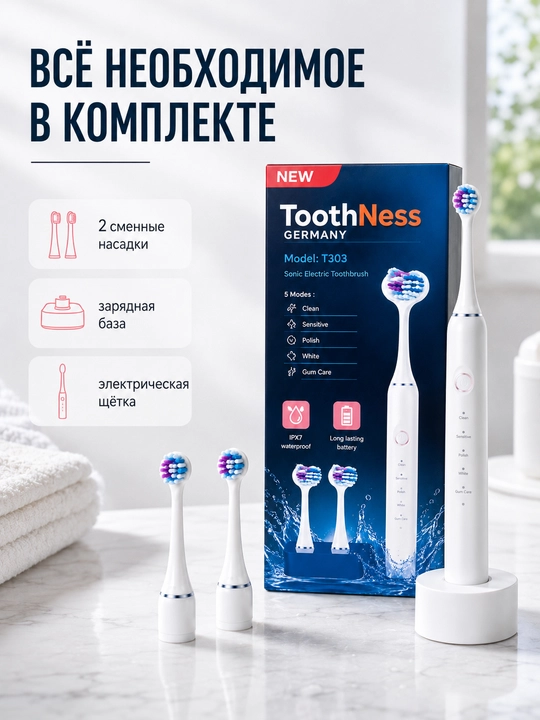 Elektr tish cho‘tkasi T303, 5 rejim, IPX7 suvga chidamli