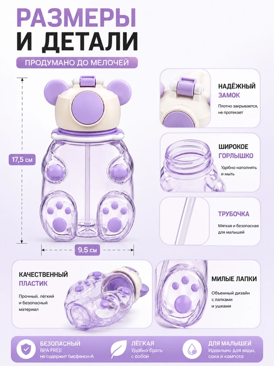 Бутылка для воды детская 480 мл, поильник, бутылка для школы, BPA Free