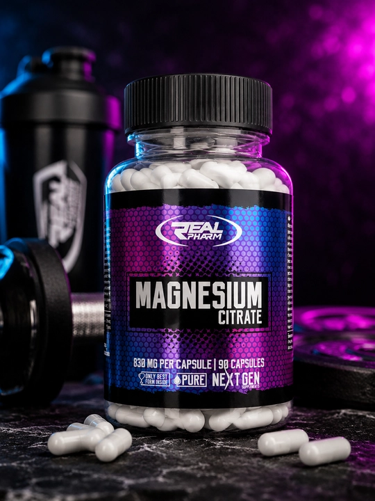 Real Pharm magniy sitrati kapsulalarda — asab tizimi, mushaklar va charchoqni kamaytirish