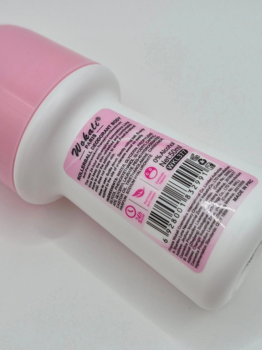 Rolikli Wokali Paris Rollerball Deodorant Body (Atirgul ifori), 24 soat himoya, 50 ml