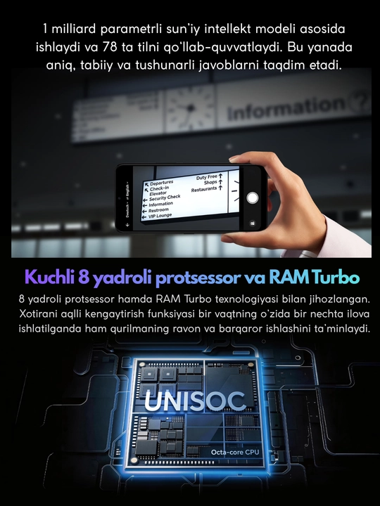 Smartfon HONOR CHOICE T10, 2ta sim,5000mAh,HD ekran,1 Yil kafolat