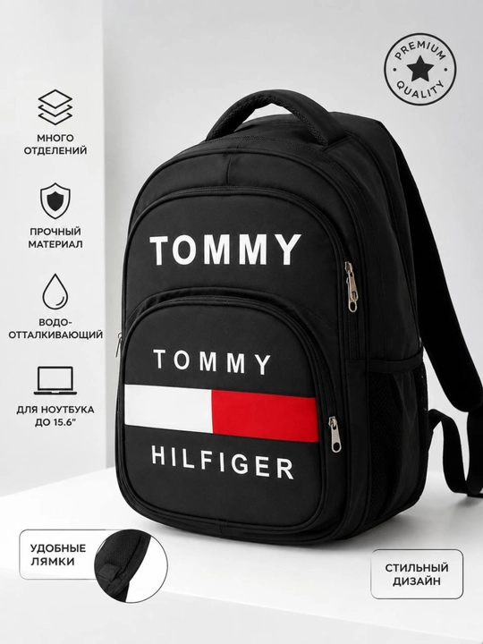 Bolalar maktab ryukzagi Tommy uslubi qora ryukzak o'g'il va qizlar uchun