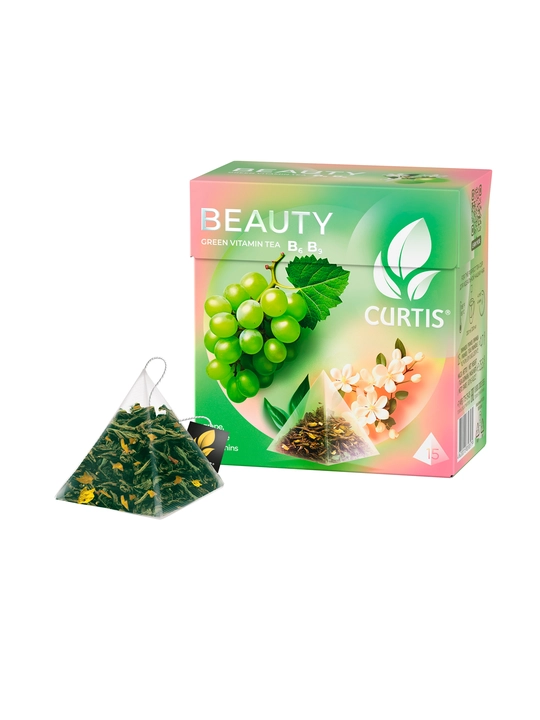 Чай зеленый Curtis "Beauty" с кусочками винограда и витаминами В6, В9, 15 пирамидок