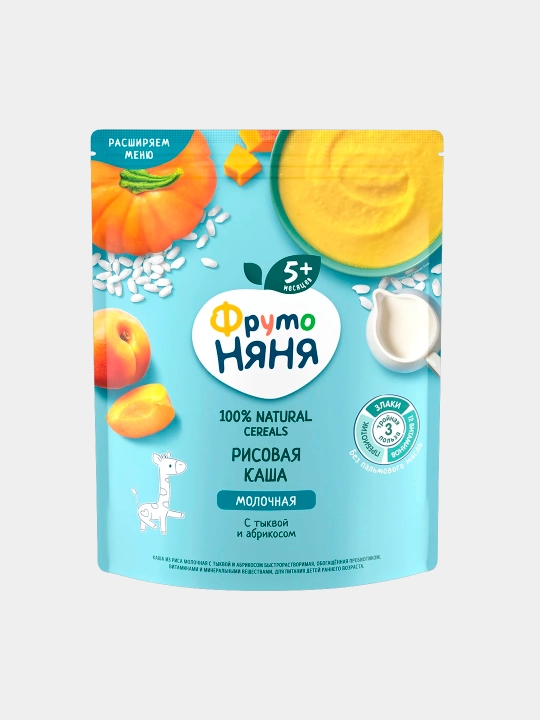 FrutoNanya qovoq va o‘rikli sutli guruch bo‘tqasi, 190 g - 