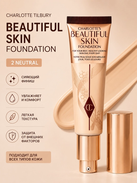 Charlotte Tilbury Beautiful Skin Foundation tonal krem 2 Neutral 30 ml - 
