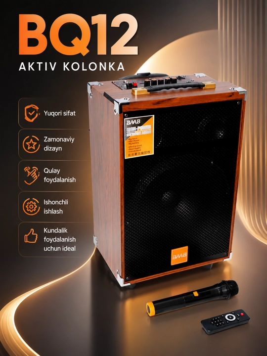 Simsiz mikrofon va pultli ko‘p funksiyali Bluetooth karaoke karnay - 