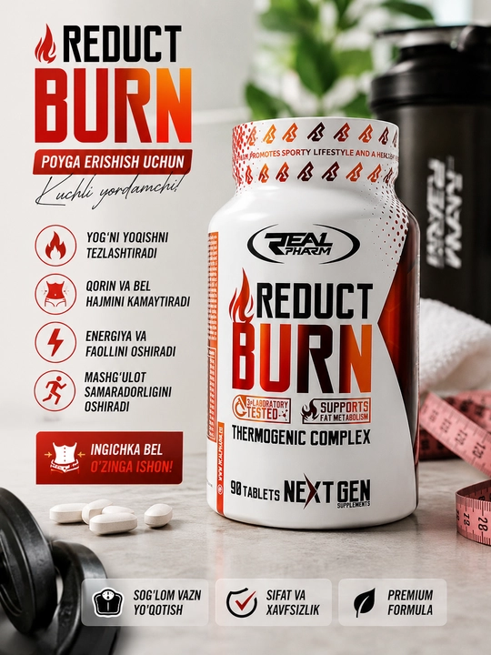 Reduct Burn – жиросжигатель, 90 таблеток, термогенный комплекс для похудения и энергии - 