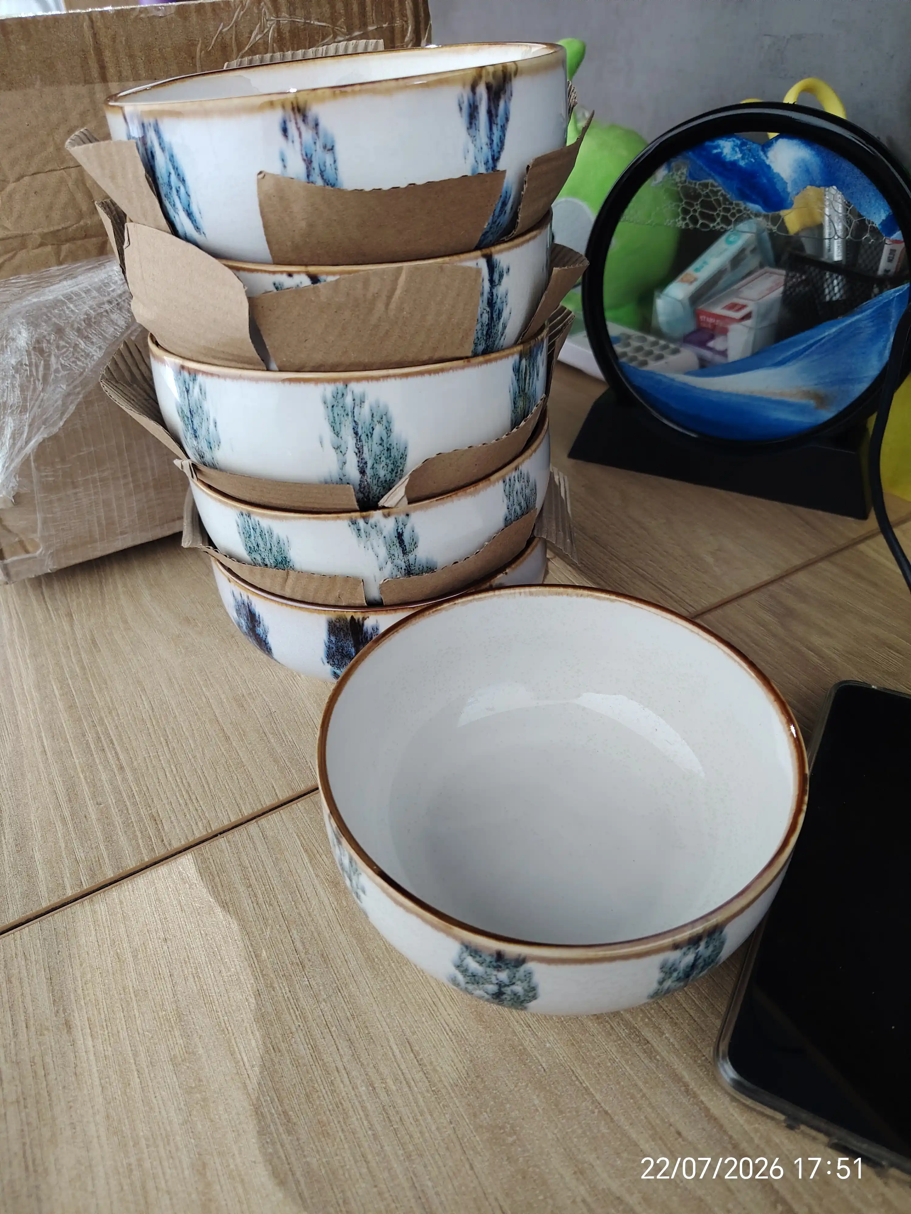 Косушки набор из фарфора, с дизайном в 5 цветах, 6 шт