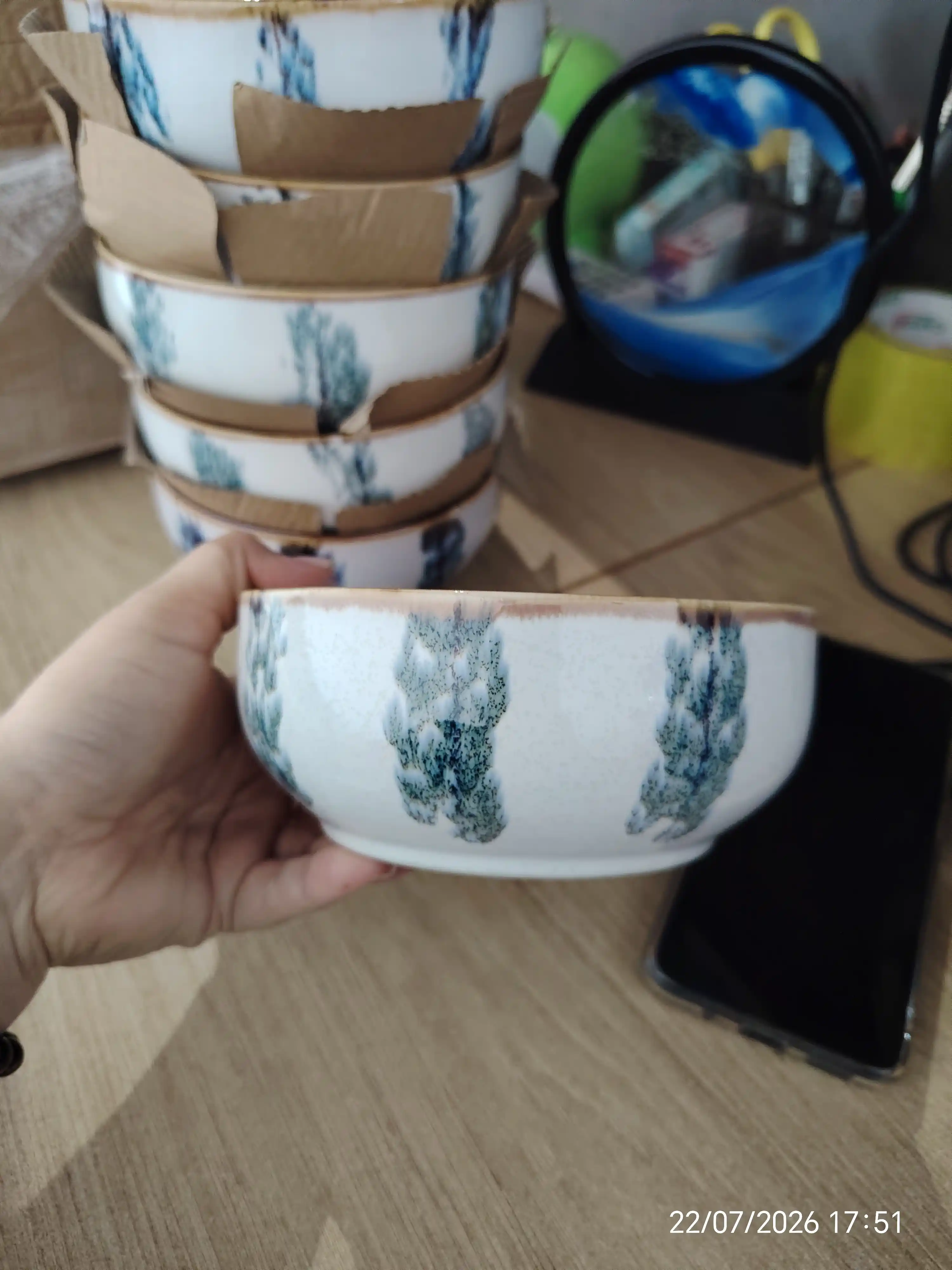Косушки набор из фарфора, с дизайном в 5 цветах, 6 шт