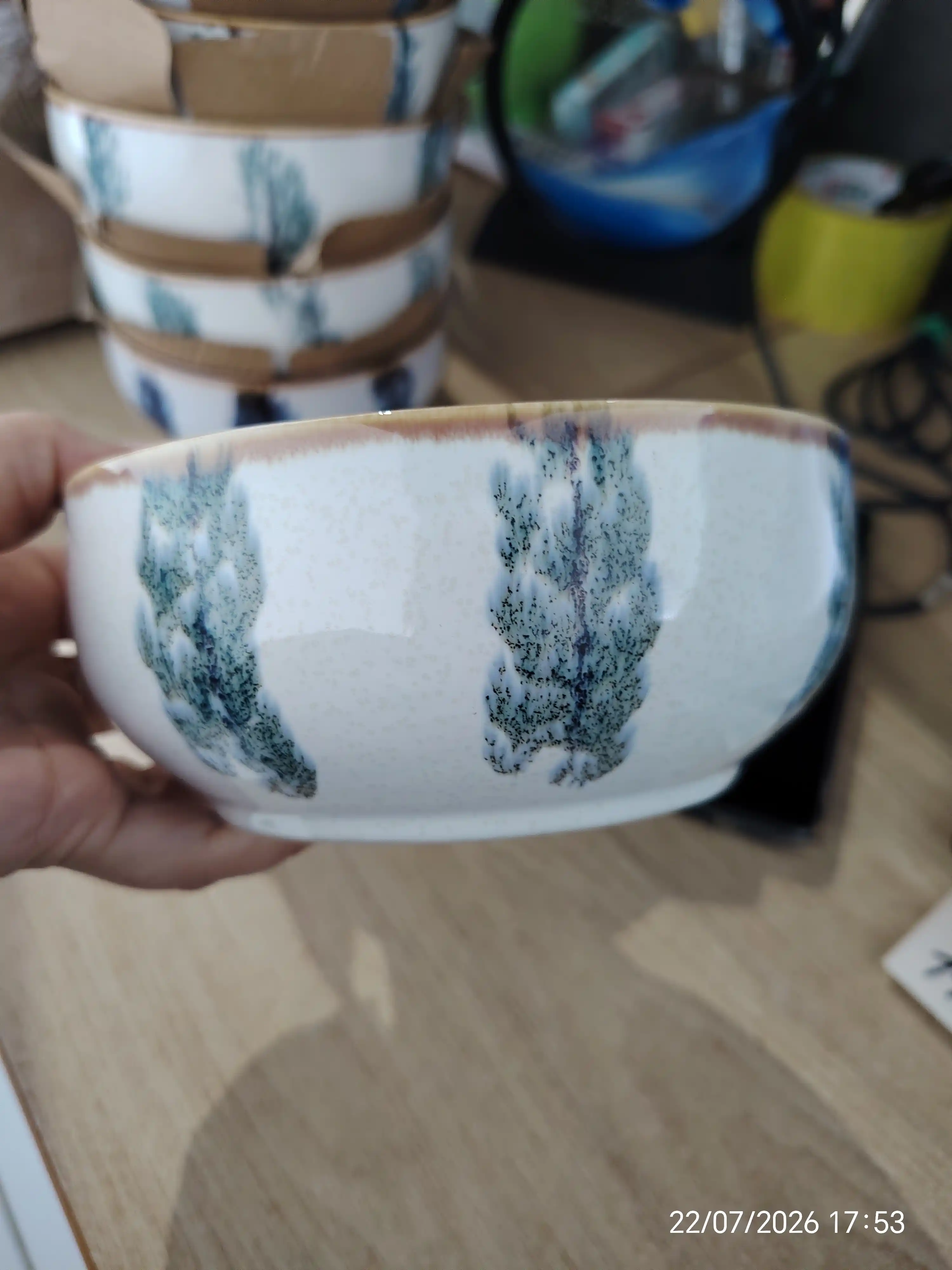 Косушки набор из фарфора, с дизайном в 5 цветах, 6 шт