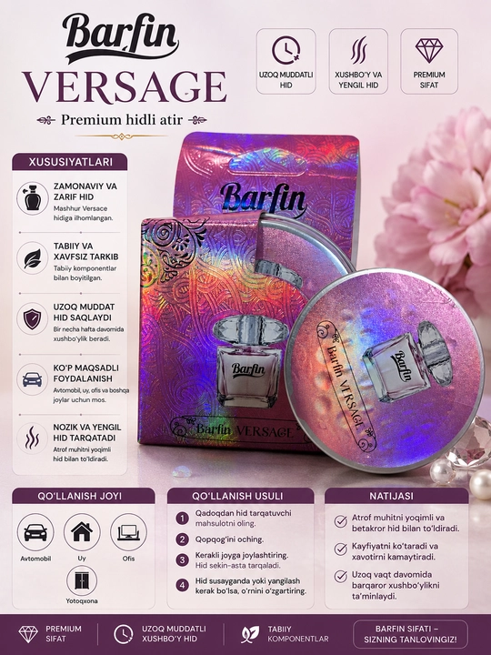 Автомобильные духи премиум-класса Barfin VERSAGE - 42 г - 