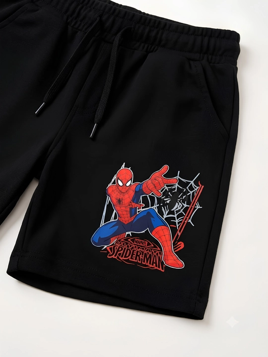 O'g'il bolalar uchun yozgi futbolka va shortik to'plami, Spider-Man printli, oq-qora
