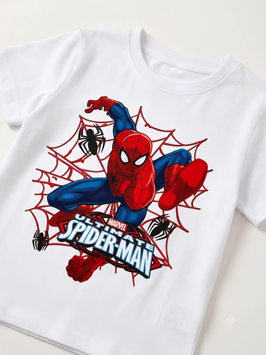O'g'il bolalar uchun yozgi futbolka va shortik to'plami, Spider-Man printli, oq-qora