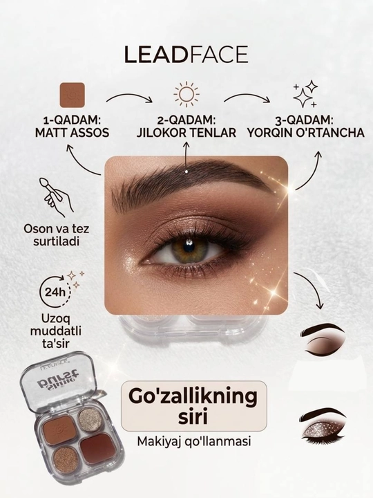 Eyeshadow Palette LEADACE Shine Burst, Matte shimmer glitter pigmentli eye shadow