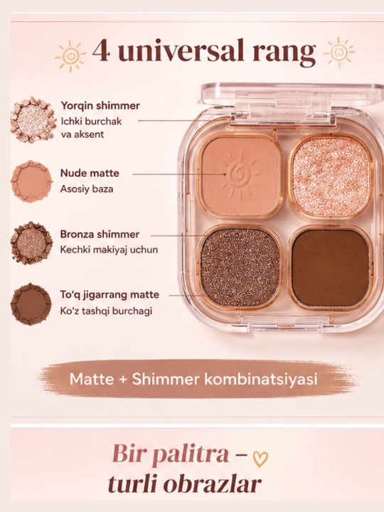Eyeshadow Palette LEADACE Shine Burst, Matte shimmer glitter pigmentli eye shadow