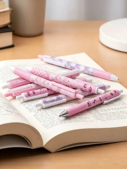 6 dona pushti lentalik 0.5 mm tez quriydigan gel ruchka, oʻquv va ofis uchun