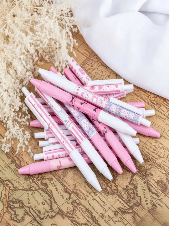6 dona pushti lentalik 0.5 mm tez quriydigan gel ruchka, oʻquv va ofis uchun