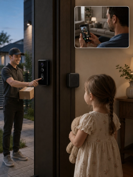 Smart Doorbell Aqlli Video Qo‘ng‘iroq, 2K HD, Wi-Fi, Tungi Ko‘rish