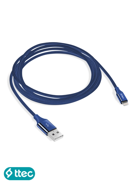 TTEC USB-A - Lightning Кабель для зарядки, алюминиевый корпус 120 см, кабель для iPhone