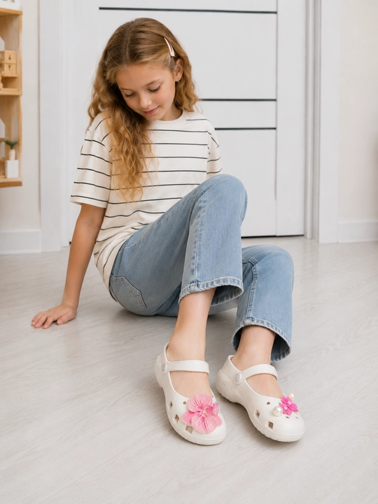 Летние балетки Crocs для девочек, мягкие и легкие, с джибитами орхидеи и Hello Kitty