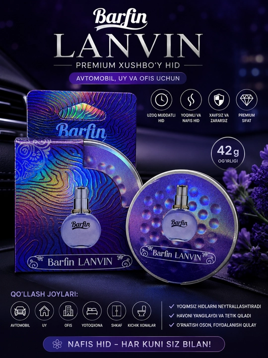 Avtomobil uchun premium xushbo'y hid Barfin LANVIN, 42 g