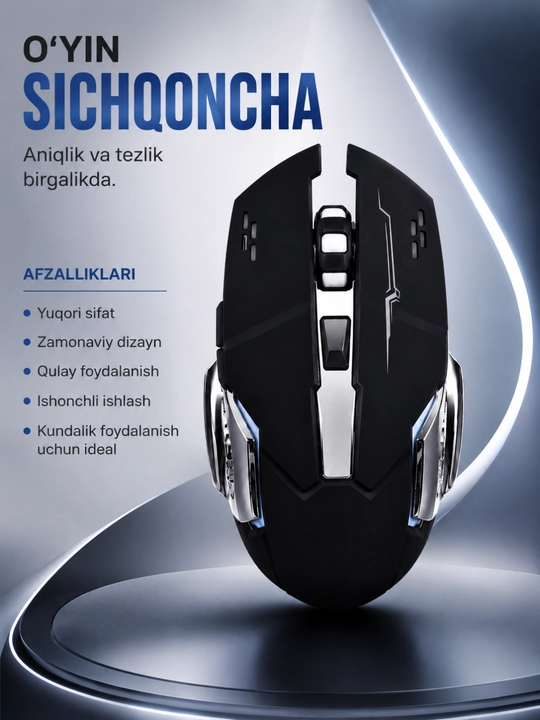 Ofis va o‘yinlar uchun simli USB sichqoncha 1200-4800 DPI yuqori aniqlik - 