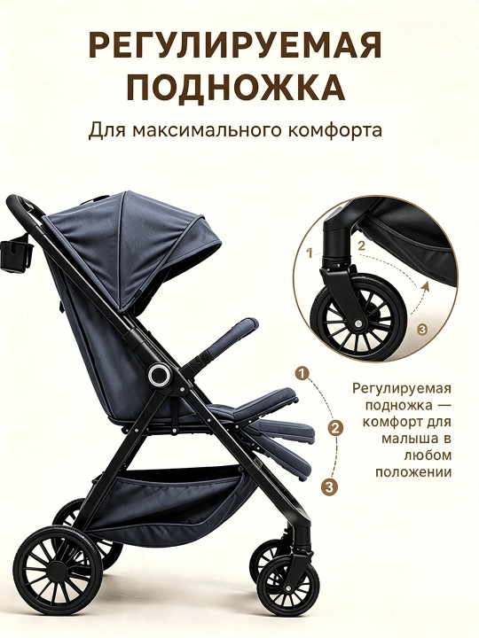 Прогулочная детская коляска, двусторонняя, сидя/лёжа, складной козырёк