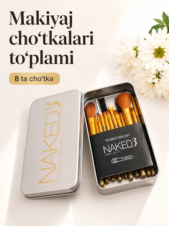 Makiyaj cho‘tkalari to‘plami, kosmetik futlyarli yuz va ko‘z uchun qulay to'plam - 