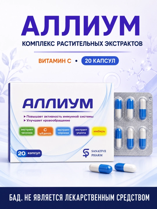 ALLIUM — C vitamini bilan o‘simlik ekstraktlari majmuasi | 20 kapsula - 
