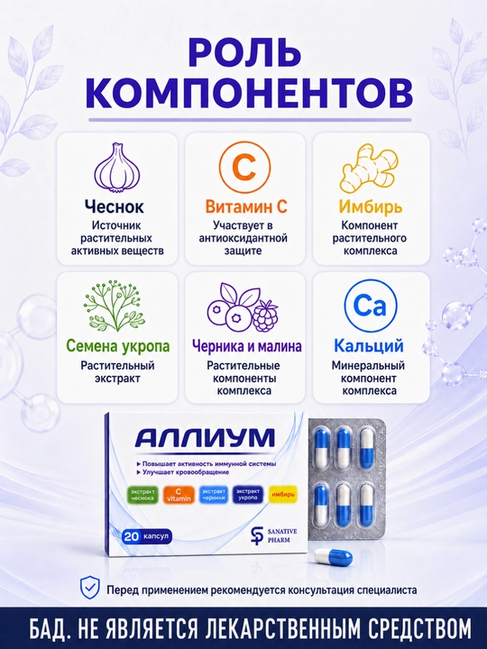 ALLIUM — C vitamini bilan o‘simlik ekstraktlari majmuasi | 20 kapsula