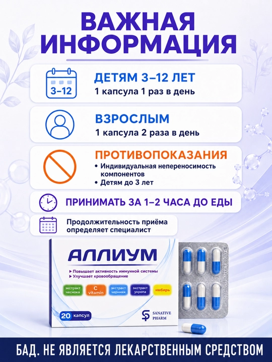 ALLIUM — C vitamini bilan o‘simlik ekstraktlari majmuasi | 20 kapsula