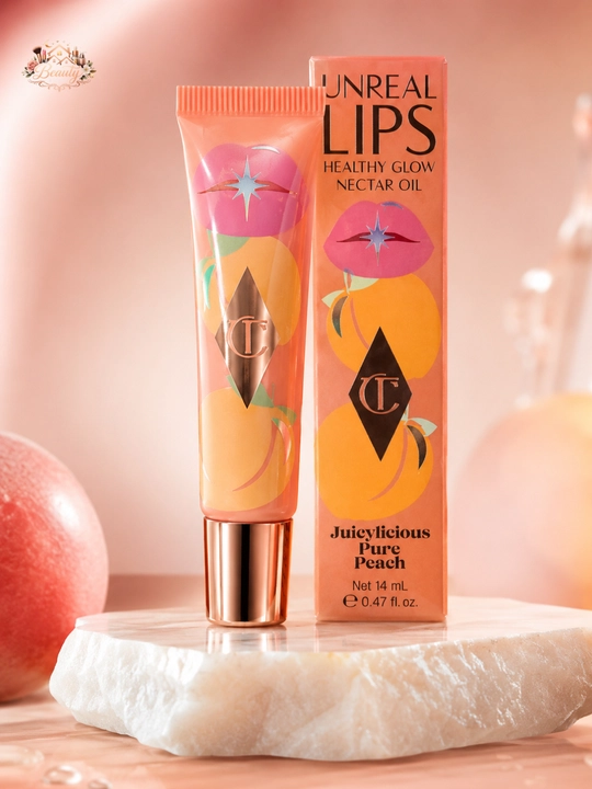Shaftolili lab yog‘i va yaltiroq gloss,Charlotte Tilbury Unreal Lips Pure Peach, 14 ml