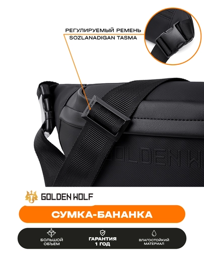 Golden Wolf bel sumkasi, ixcham, suvga chidamli, yelkaga taqiladigan