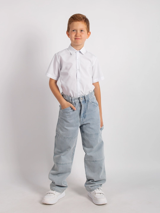 Рубашка для мальчика Slim Fit с длинным рукавом, школьная форма, 7-14 лет