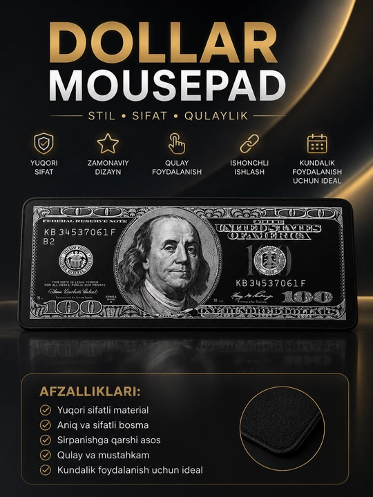 Katta Gaming Mousepad – Sirpanmaydigan, Tezkor Harakat va Yuqori Aniqlik uchun Gilamcha - 