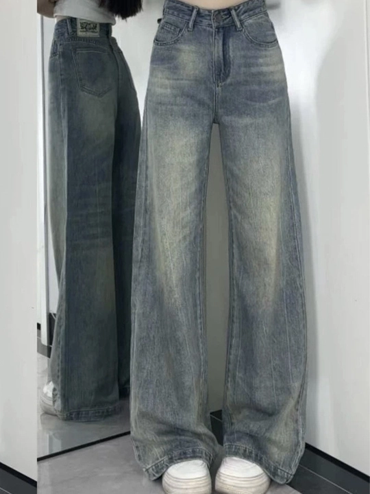 Ayollar uchun keng Baggy jinsilari — Y2K uslubi, o'lchamlar XS-2XL Kuz va qish fasliga
