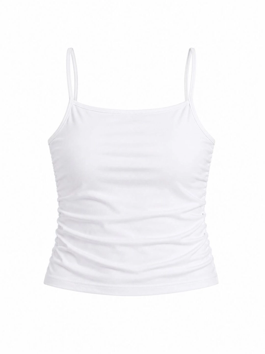Top asosiy tasmali, ayollar choksiz kaliksli qovurg'ali tank top