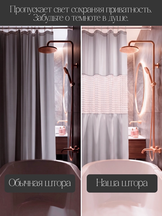 Vanna uchun parda, suv o‘tkazmaydigan, 180x180 o‘lchamli parda