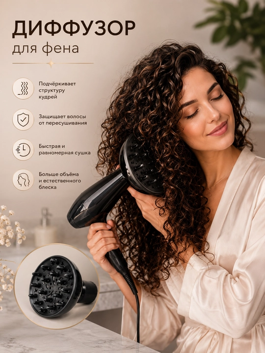Диффузор насадка для фена, для волос, локоны, сушилка кудры утюг гафре плойка лак укладка