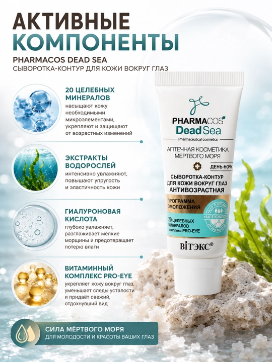 Сыворотка-контур для кожи вокруг глаз Витэкс Pharmacos Dead Sea, 20 мл