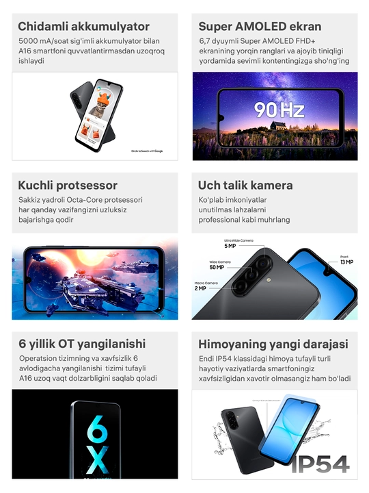 Smartfon Samsung Galaxy A17, 6.7" Super AMOLED 90Hz ekran, kamera 50Mp, 5000 mAh