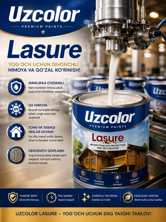Uzcolor Lasure используется для защиты и декорирования деревянных поверхностей